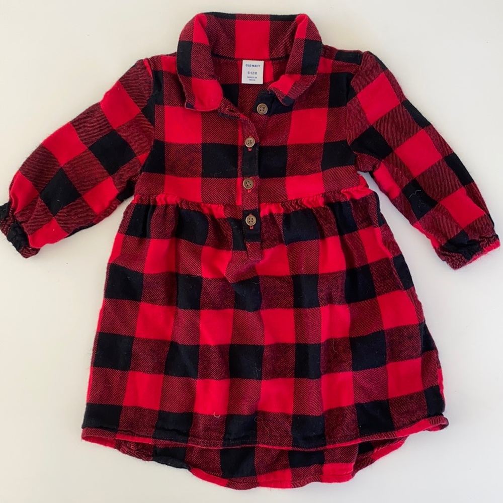 Old navy baby buffalo plaid dress size 6 to 12 months never been worn